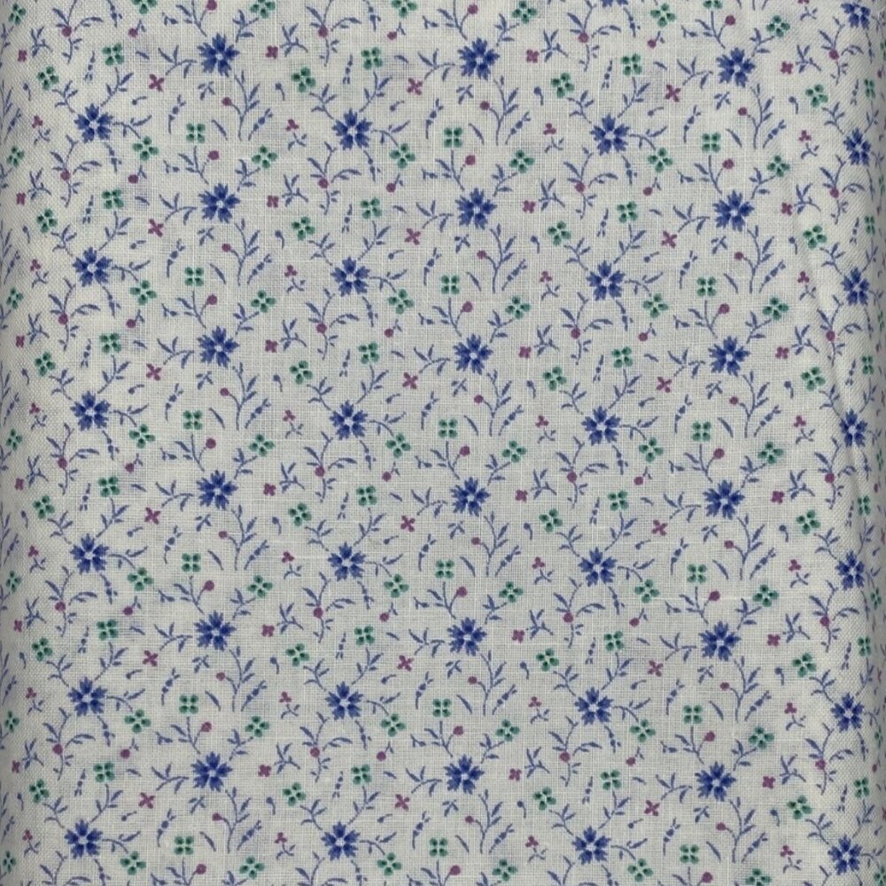 1.25 Yards Little Pretties RJR Quilting Fabric Light Ground Blue Lavender Flora